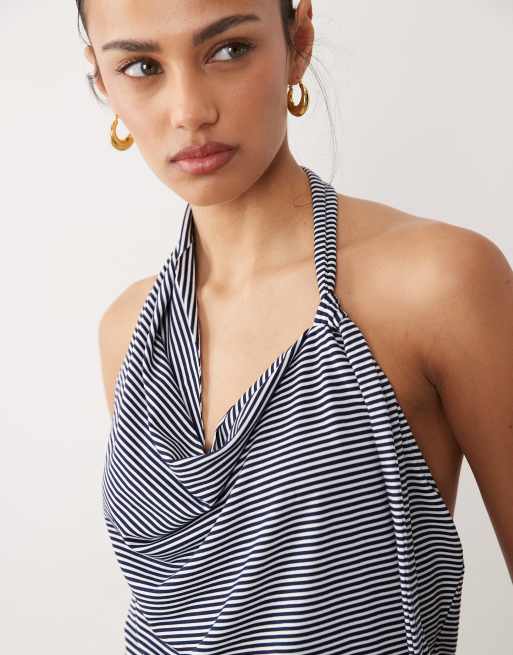 ASOS DESIGN - Top met gedrapeerde halslijn, geknoopt detail en mini-strepen, 4 van 4