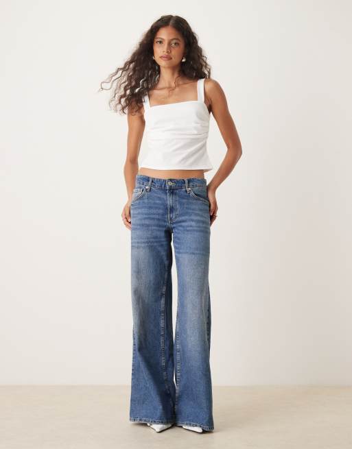 ASOS DESIGN - Top met geplooid detail en vierkante hals in crème, 4 van 4