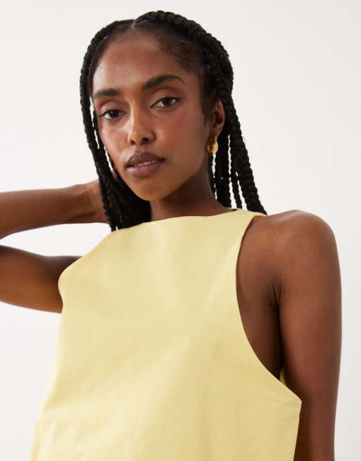 ASOS DESIGN - Top met halternek en bolle zoom in lichtgeel, 2 van 4
