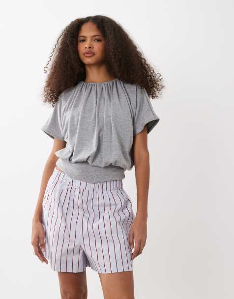 ASOS DESIGN - Top met korte mouwen en ballondesign in grijs - view 1