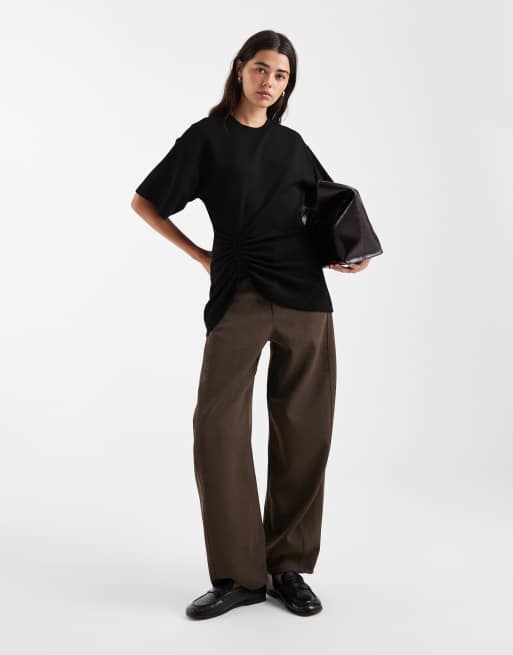 ASOS DESIGN - Top met korte mouwen en rimpeleffect in zwart, 4 van 4