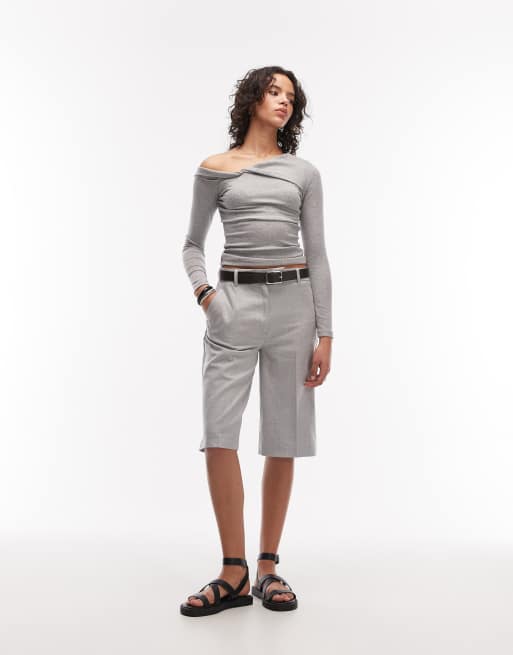 ASOS DESIGN - Top met lange mouwen en afhangende schouder in grijs, 2 van 4