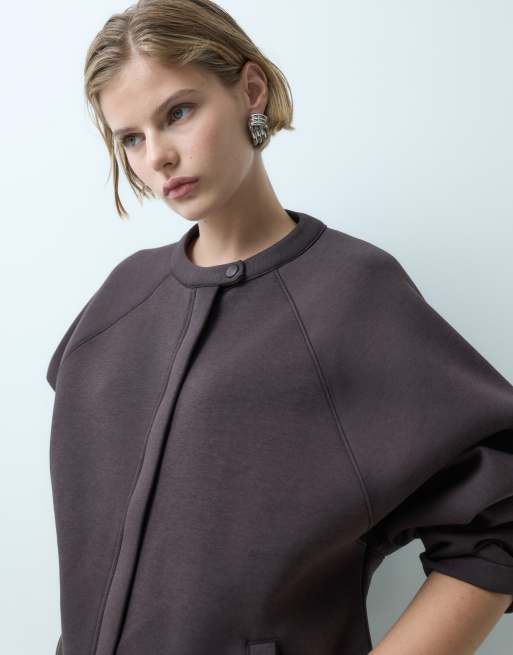 ASOS DESIGN top met rits en raglanmouwen in bruin, 5 van 5