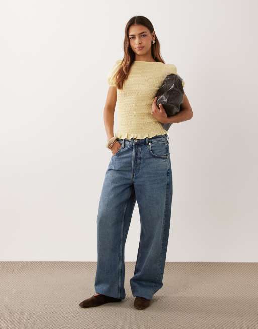 ASOS DESIGN top met smok en lange mouwen in buttermilk voile, 3 van 4