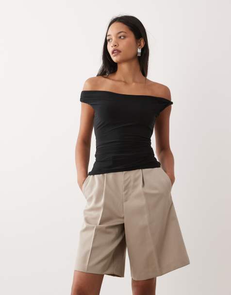 ASOS DESIGN - Top met veters aan de achterkant en gedraaide schouders in zwart - view 1