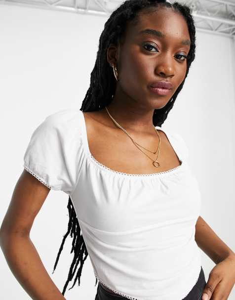 ASOS DESIGN - Top milkmaid bianco con fondo a punta - view 1