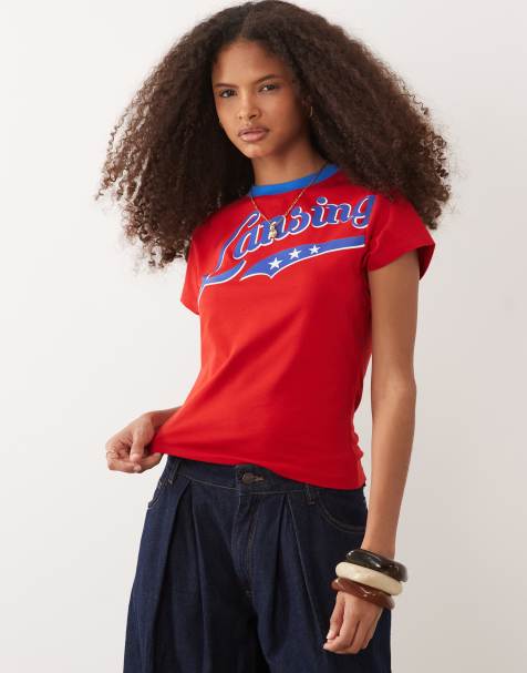 ASOS DESIGN - Top mini a maniche corte con stampa a contrasto - view 1