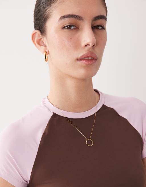 ASOS DESIGN - Top mini stile baseball in poliammide marrone e rosa, 3 di 4