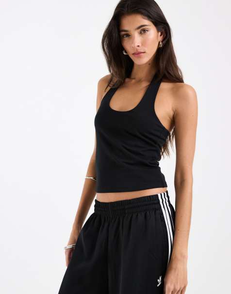 ASOS DESIGN - Top minimal allacciato al collo nero a doppio strato - view 1