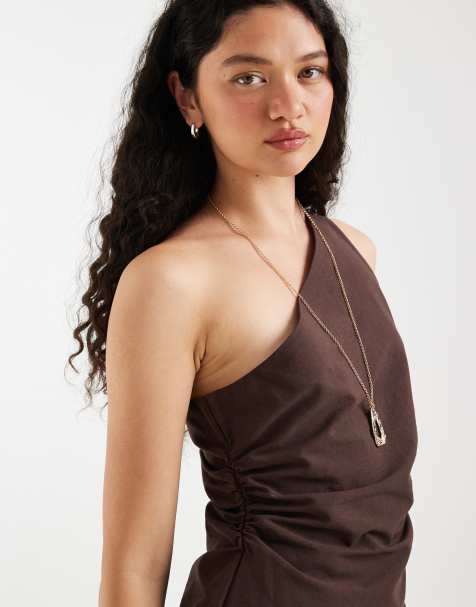 ASOS DESIGN - Top monospalla asimmetrico in misto lino arricciato - view 1