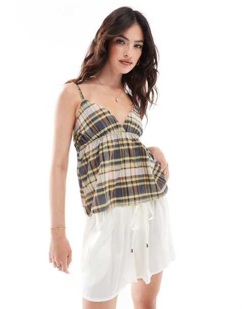 ASOS DESIGN – Top na ramiączkach w kratę z trójkątnymi miseczkami - view 1