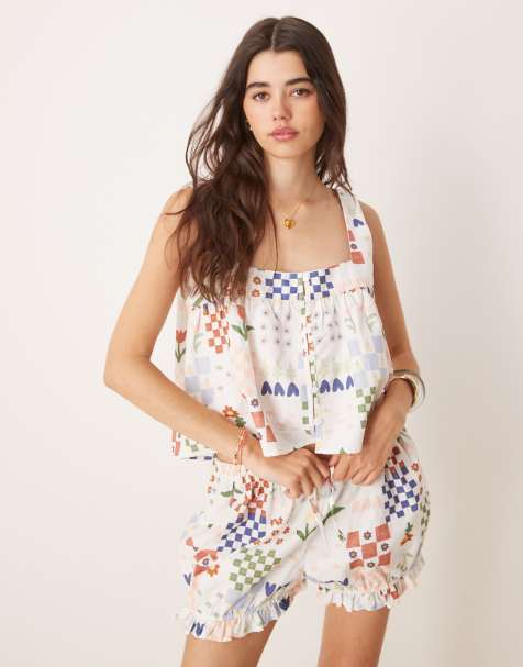 ASOS DESIGN baby doll cami top in tile print