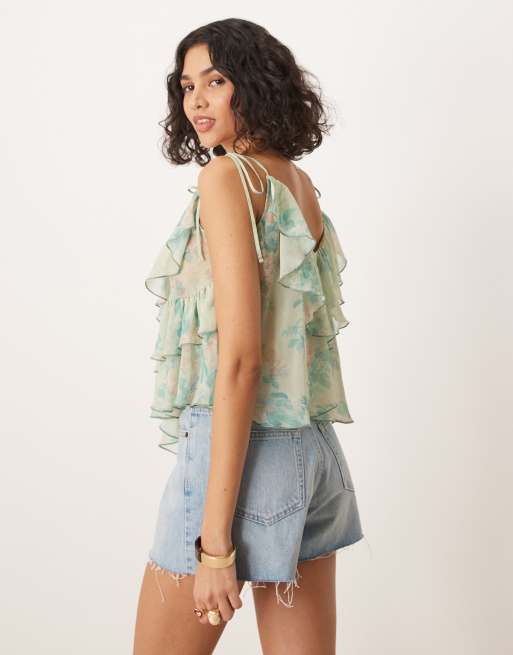 ASOS DESIGN – Top na ramiączkach z nadrukiem w kwiaty, 4 z 4
