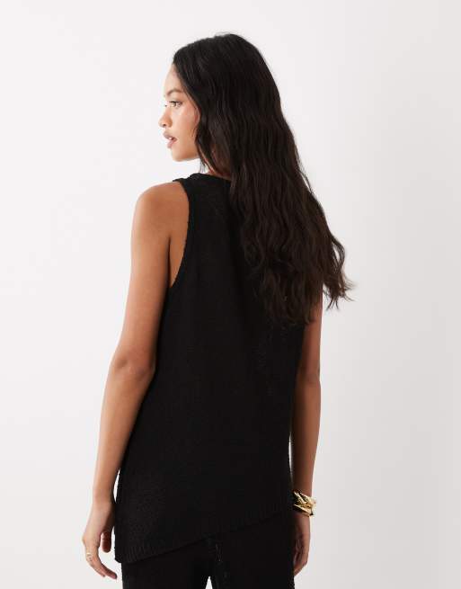 ASOS DESIGN - Top negro acampanado de tirantes de punto (parte de un conjunto), 4 de 4