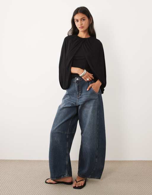 ASOS DESIGN - Top negro de manga larga con capa, 2 de 4
