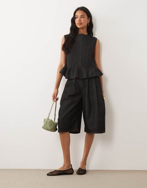 ASOS DESIGN - Top negro sin mangas con pinzas delanteras - view 1