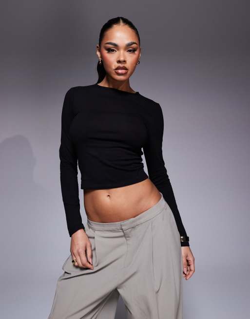 ASOS DESIGN - Top nero con scollo rotondo e allacciatura incrociata sulla schiena, 2 di 4