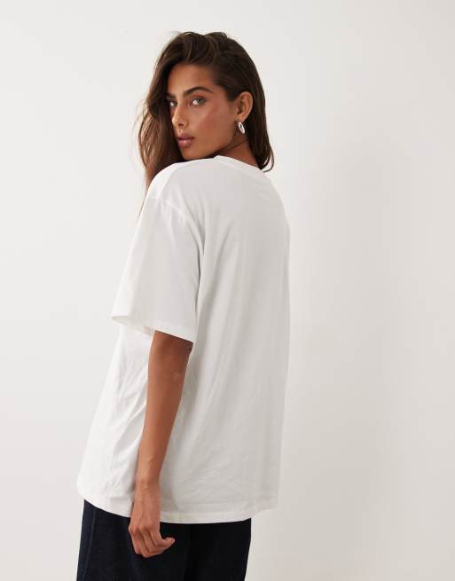 ASOS DESIGN top oversize à manches courtes avec bandeau en dentelle blanc, 4 de 4
