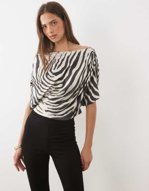 ASOS DESIGN - Top oversize con spalle scivolate e stampa zebrata - view 1