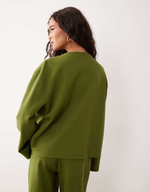 ASOS DESIGN - Top oversize d'ensemble en maille interlock à détails nœud - Vert, 4 de 4