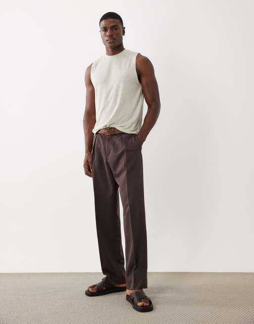 ASOS DESIGN - Top oversize senza maniche squadrato vestibilità classica effetto lino verde chiaro, 2 di 5