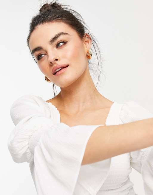 ASOS Design - Top péplum à corsage froncé - Ivoire, 3 de 4