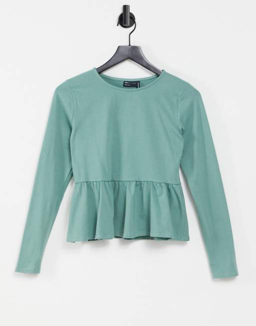 ASOS DESIGN - Top peplum ajusté - Vert clair