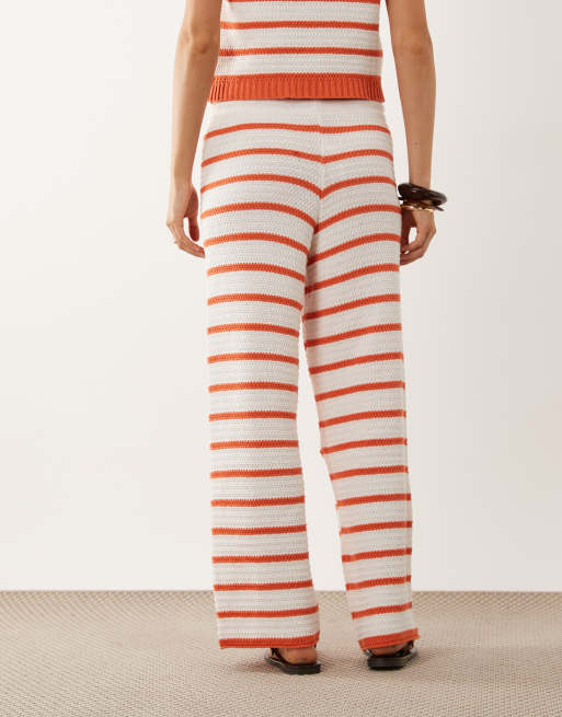 ASOS DESIGN - Top playero a rayas naranjas de punto de croché (parte de un conjunto), 3 de 5