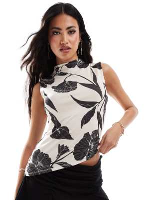 T-Shirt Avec Motif Floral, Col Haut Et Asymétrique Caractéristiques main image 0