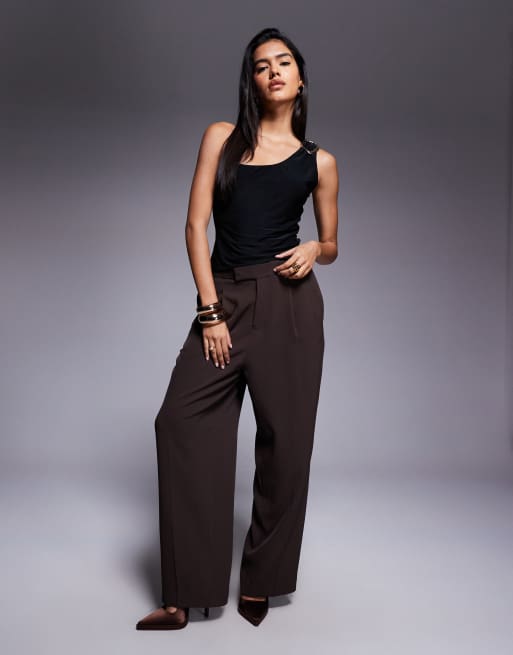  ASOS DESIGN - Top près du corps asymétrique avec finition fantaisie - Noir, 3 de 4