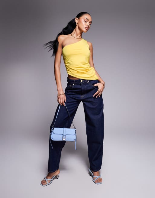 ASOS DESIGN - Top près du corps asymétrique froncé sur les côtés - Jaune , 3 de 4