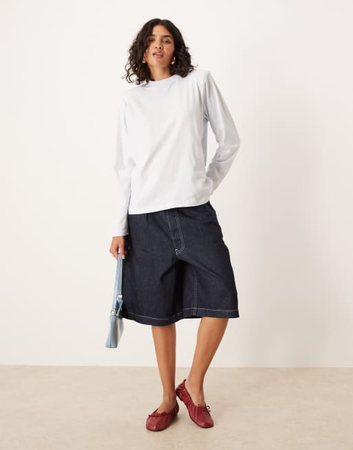 ASOS DESIGN - Top ras de cou à manches longues et épaulettes - Bleu pastel, 2 de 4