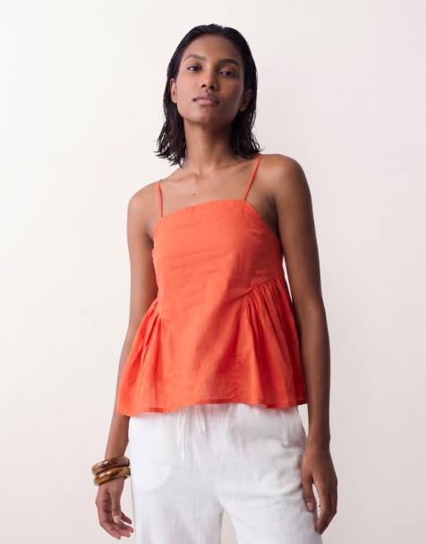 ASOS DESIGN - Top rojo de tirantes con laterales fruncidos - view 1