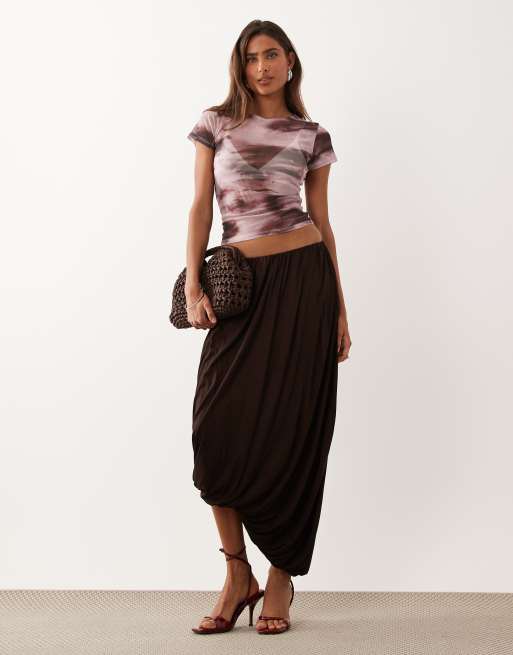 ASOS DESIGN - Top rosa transparente con diseño encogido y estampado abstracto de malla, 2 de 4