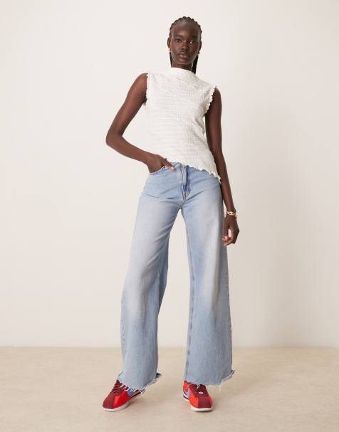 ASOS DESIGN - Top sans manches asymétrique et froncé - Écru texturé - view 1