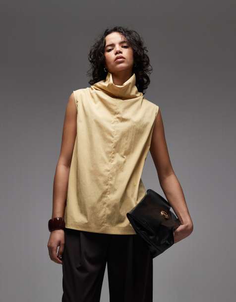 ASOS DESIGN - Top sans manches emblématique à col cheminée - Jaune beurre - view 1