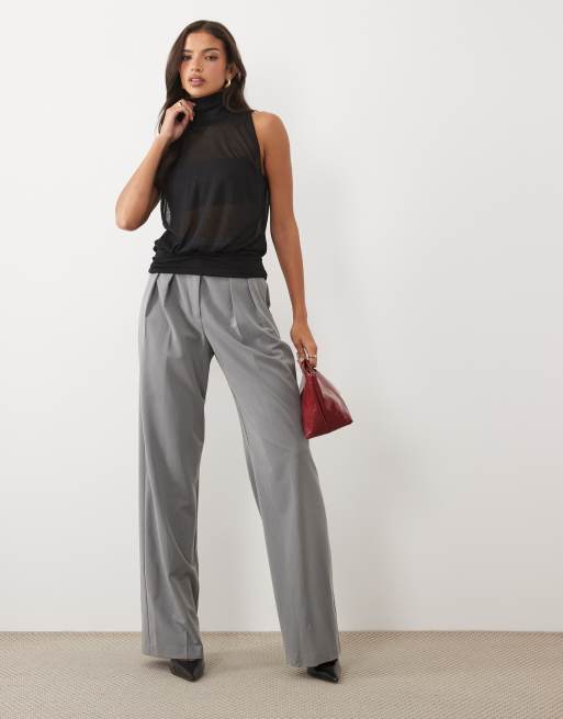 ASOS DESIGN top sans manches en maille semi-transparente à col cheminée noir, 2 de 4
