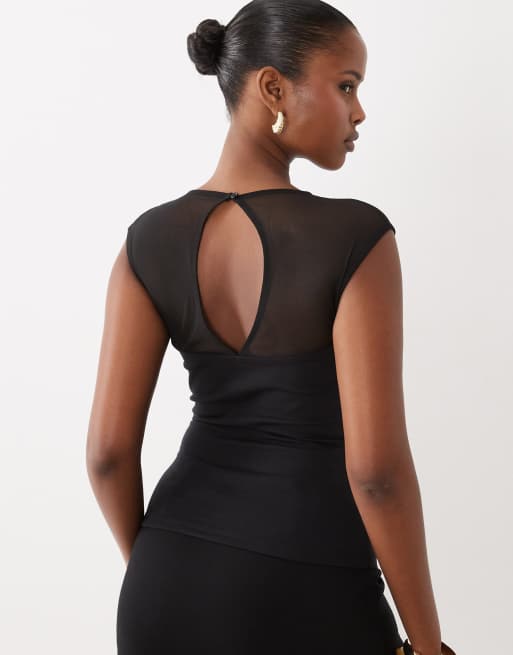 ASOS DESIGN top sans manches en tulle avec détail goutte d'eau noir, 4 de 4