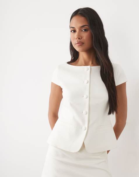 ASOS DESIGN - Top sartoriale color crema con maniche ad aletta - view 1