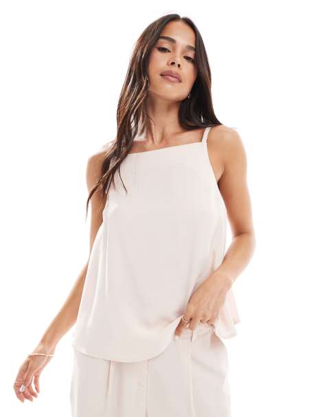 ASOS DESIGN - Top sartoriale rosa con spalline sottili e scollo ad anello sul retro in coordinato - view 1