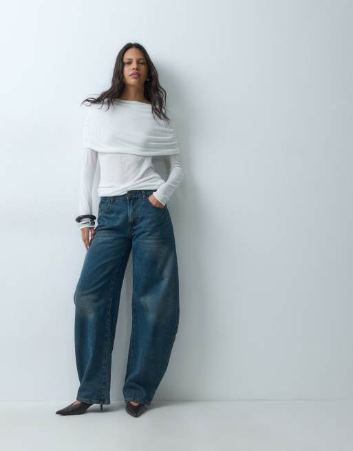 ASOS DESIGN top seconde peau cape froncée à superpositions crème, 2 de 5