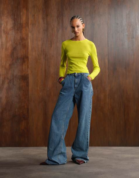 ASOS DESIGN - Top semi-transparent à manches longues - Vert pomme - view 1