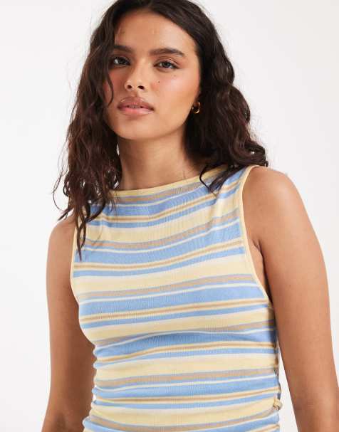 ASOS DESIGN - Top senza maniche asimmetrico in maglia trasparente a righe - view 1