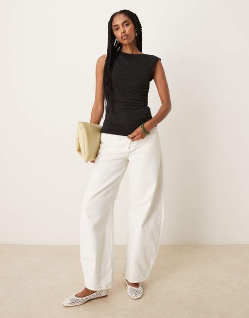 ASOS DESIGN - Top senza maniche avvolgente in modal nero, 3 di 4