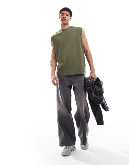 ASOS DESIGN - Top senza maniche basic oversize verde, 4 di 4