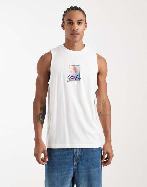 ASOS DESIGN - Top senza maniche comodo bianco con stampa puff sul davanti - view 1
