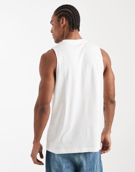 ASOS DESIGN - Top senza maniche comodo bianco con stampa puff sul davanti, 3 di 5