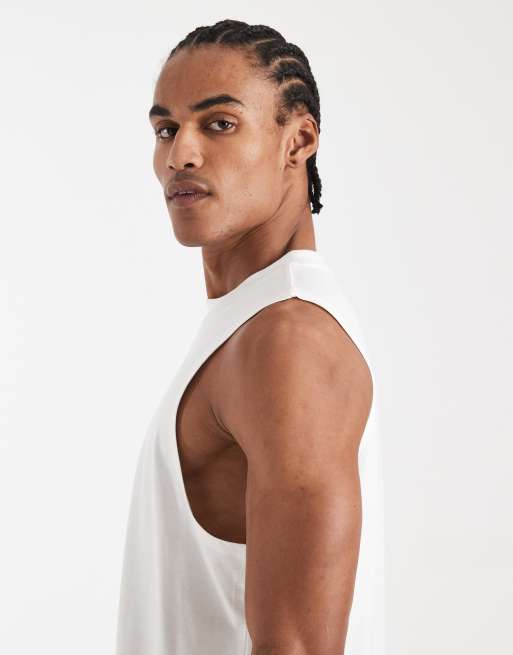ASOS DESIGN - Top senza maniche comodo bianco con stampa puff sul davanti, 5 di 5