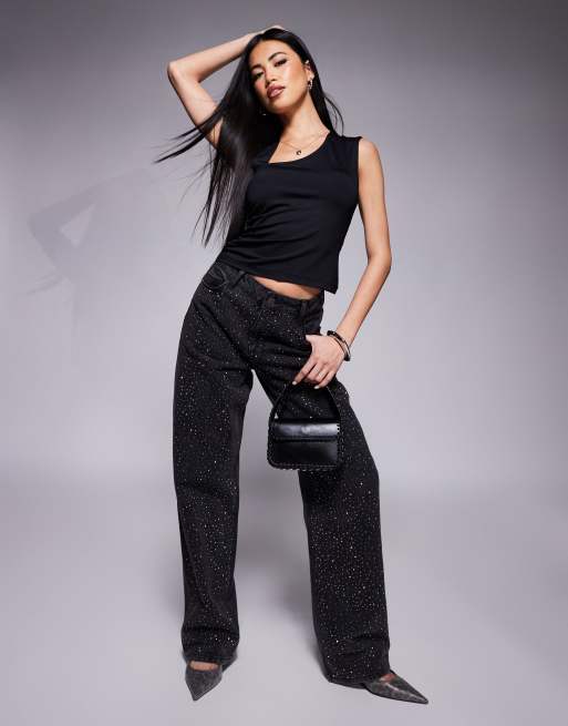 ASOS DESIGN - Top senza maniche con spallina nero arricciato sul lato, 2 di 4