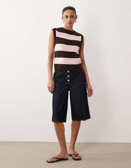 ASOS DESIGN - Top senza maniche in maglia a righe rosa, 2 di 4